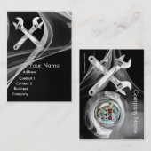 CHROOM SKULL EN WRENCHES METALE MECHANICS PER PIJN VISITEKAARTJE (Voorkant / Achterkant)