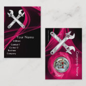 CHROOM SKULL EN WRENCHES METALE MECHANICS PER PIJN VISITEKAARTJE (Voorkant / Achterkant)