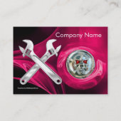 CHROOM SKULL EN WRENCHES METALE MECHANICS PER PIJN VISITEKAARTJE (Achterkant)