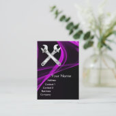 CHROOM SKULL EN WRENCHTEN METALE MECHANICA'S VISITEKAARTJE (Staand voorkant)