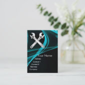 CHROOM SKULL EN WRENCHTEN METALE MECHANICA'S VISITEKAARTJE (Staand voorkant)