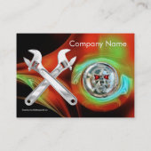 CHROOM SKULL EN WRENCHTEN METALE MECHANICA'S VISITEKAARTJE (Achterkant)