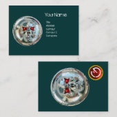 CHROOM SKULL GREEN EN RED RUBY MONOGRAM VISITEKAARTJE (Voorkant / Achterkant)