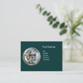 CHROOM SKULL GREEN EN RED RUBY MONOGRAM VISITEKAARTJE (Staand voorkant)