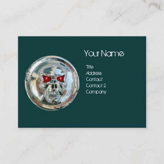 CHROOM SKULL GREEN EN RED RUBY MONOGRAM VISITEKAARTJE (Voorkant)