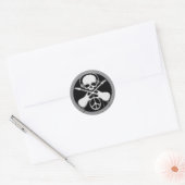 CHROOM SKULL, GUITAR EN PEACE SIGN RONDE STICKER (Envelop)
