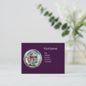 CHROOM SKULL PAARS EN RODE RUBY MONOGRAM VISITEKAARTJE (Staand voorkant)