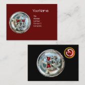 CHROOM SKULL ZWART EN RODE RUBY MONOGRAM VISITEKAARTJE (Voorkant / Achterkant)