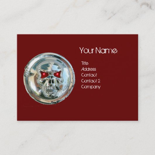 CHROOM SKULL ZWART EN RODE RUBY MONOGRAM VISITEKAARTJE (Voorkant)