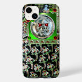 CHROOM SKULL, ZWARTE GREEN RODE EMERALD GEM STONES Case-Mate iPhone CASE (Achterkant)