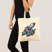 Chroom Space Raket Lanceert Tote Bag (Voorkant (product))