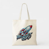 Chroom Space Raket Lanceert Tote Bag (Achterkant)