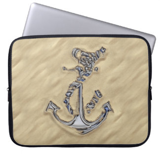 Chroom touwanker op het strand laptop sleeve