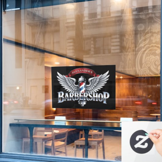 Chroom Vleugelige Kapperpaal Raamsticker (Cafe Raam)