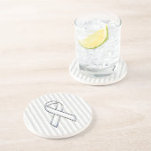 Chroom Witte Lint Actie op Verticale Strepen Zandsteen Onderzetter (Zijkant)