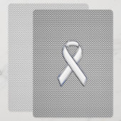 Chroom Witte Lint Awareness Carbon Fiber Afdruk (Voorkant / Achterkant)