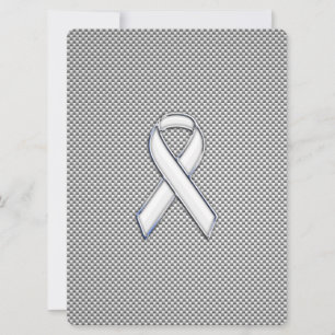 Chroom Witte Lint Awareness Carbon Fiber Afdruk