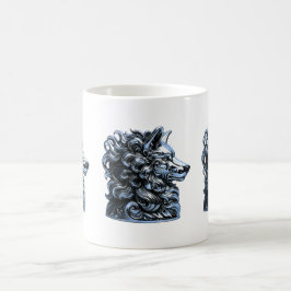 Chroom Wolf Buste Sculptuur Koffiemok