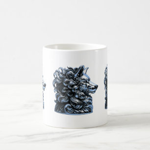 Chroom Wolf Buste Sculptuur Koffiemok