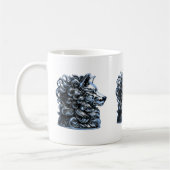 Chroom Wolf Buste Sculptuur Koffiemok (Links)