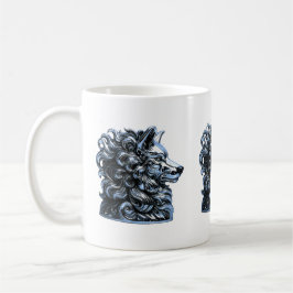 Chroom Wolf Buste Sculptuur Koffiemok