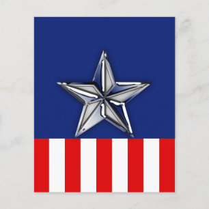 Chroom Zilveren Ster op Feestelijke Patriottische  Flyer