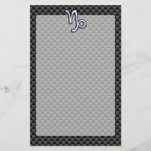 Chroom zoals Capricorn Sign Black Carbon Fibre Briefpapier (Voorkant)