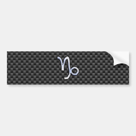 Chroom zoals Capricorn Sign Black Carbon Fibre Bumpersticker (Voorkant)