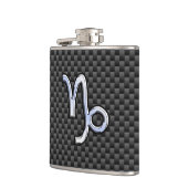 Chroom zoals Capricorn Sign Black Carbon Fibre Heupfles (Links)