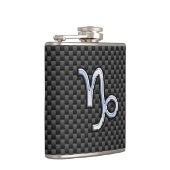 Chroom zoals Capricorn Sign Black Carbon Fibre Heupfles (Rechts)