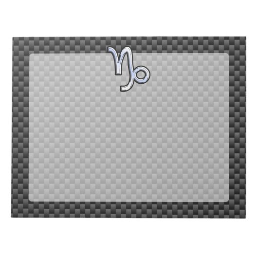 Chroom zoals Capricorn Sign Black Carbon Fibre Notitieblok (Voorkant)