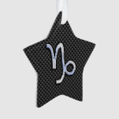 Chroom zoals Capricorn Sign Black Carbon Fibre Ornament (voorkant)