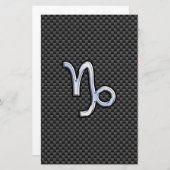 Chroom zoals Capricorn Zodiac Sign on Carbon Fibre Briefpapier (Voorkant / Achterkant)