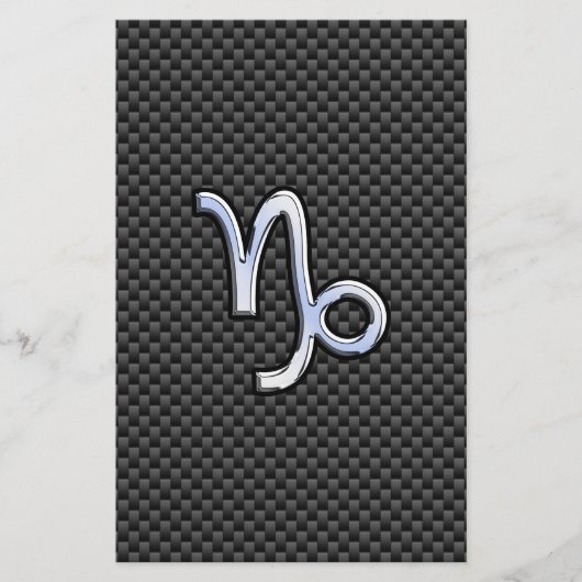 Chroom zoals Capricorn Zodiac Sign on Carbon Fibre Briefpapier (Voorkant)