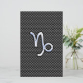 Chroom zoals Capricorn Zodiac Sign on Carbon Fibre Briefpapier (Staand voorkant)