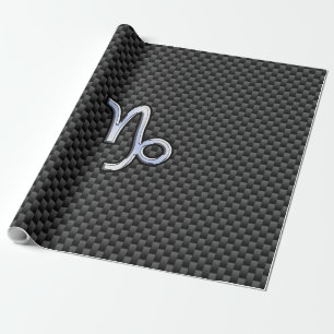Chroom zoals Capricorn Zodiac Sign on Carbon Fibre Cadeaupapier