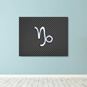 Chroom zoals Capricorn Zodiac Sign on Carbon Fibre Canvas Afdruk (Insitu (Houten vloer))