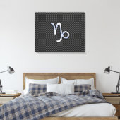 Chroom zoals Capricorn Zodiac Sign on Carbon Fibre Canvas Afdruk (Insitu (Slaapkamer))