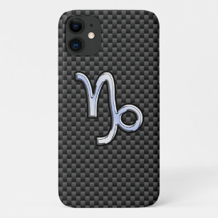 Chroom zoals Capricorn Zodiac Sign on Carbon Fibre Case-Mate iPhone Case