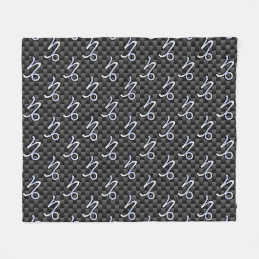 Chroom zoals Capricorn Zodiac Sign on Carbon Fibre Fleece Deken (Voorkant (Horizontaal))