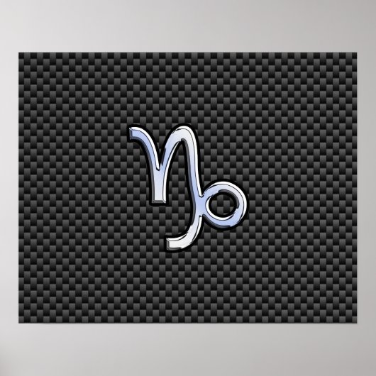 Chroom zoals Capricorn Zodiac Sign on Carbon Fibre Poster (Voorkant)