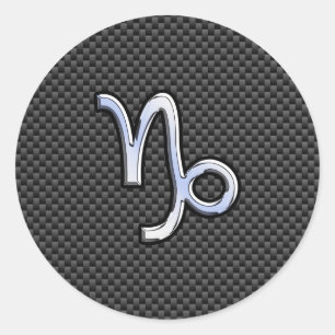 Chroom zoals Capricorn Zodiac Sign on Carbon Fibre Ronde Sticker