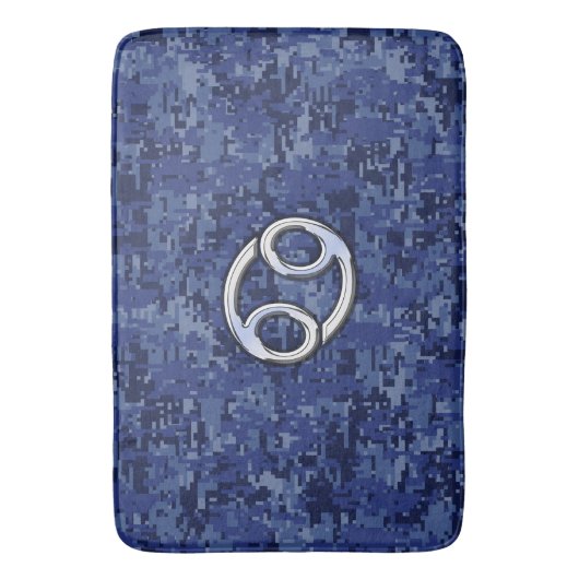 Chroom zoals het Teken van Kanker op Blauwe Badmat (Voorkant Verticaal)