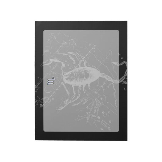 Chroom zoals Schorpioen Sterrenbeeld op Hevelius 1 Notitieblok (Linkerzijde)