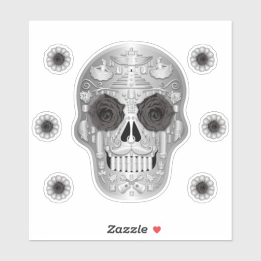 Chroom (zwart Roos) Calavera Sticker (Vel)