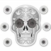 Chroom (zwart Roos) Calavera Sticker (Voorkant)