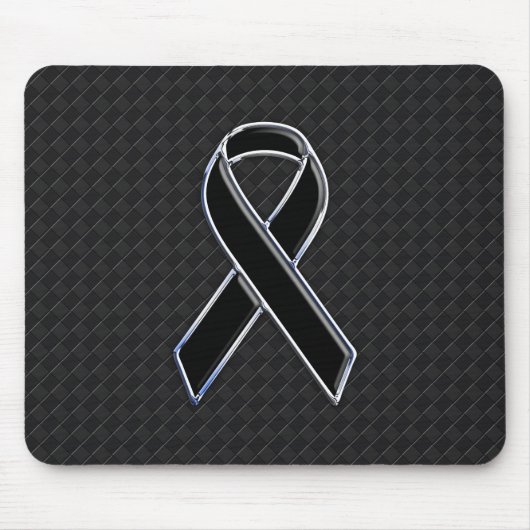 Chroom Zwarte Lint Bewustzijn Decoratie Muismat (Voorkant)