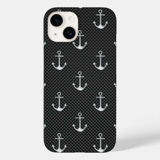 Chroomachtig anker op koolstofvezel patroon Case-Mate iPhone case (Achterkant)