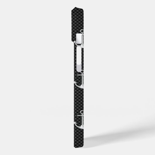 Chroomachtig anker op koolstofvezel patroon Case-Mate iPhone case (Achterkant / Links)