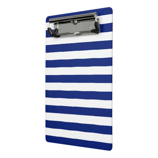 Chroomachtig anker op Nautical Navy Blue Stripes Mini Klembord (Angled2)